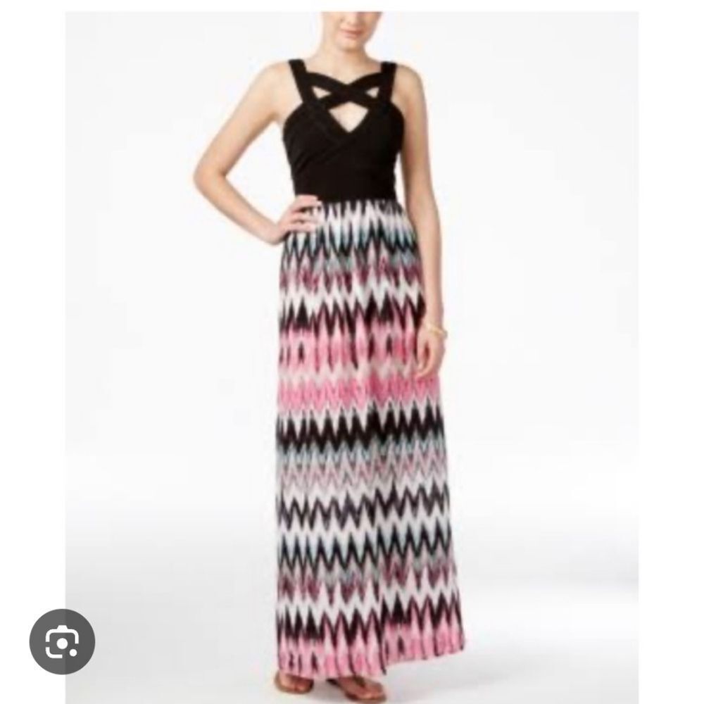 Crystal Doll Black and Pink Maxi Dress Size M